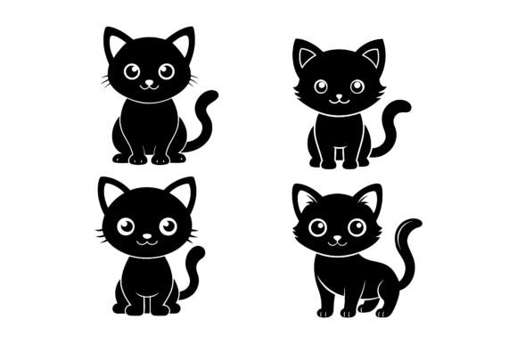 Adorable Baby Cat Silhouette Icon