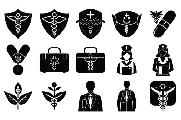 Caduceus Health Silhouette Vector