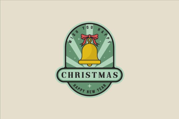 Christmas Bell Emblem Logo Line Color