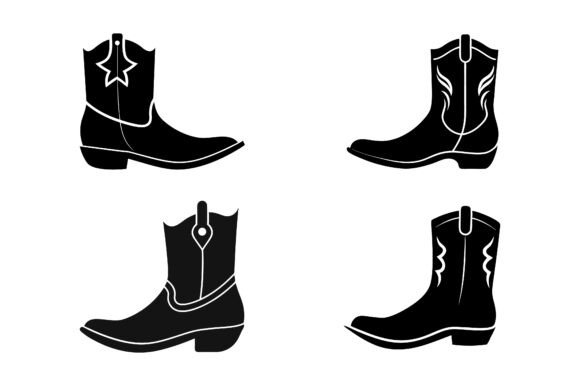 Cowboy Boot Silhouette Icon Bundle: A Versatile Design Resource
