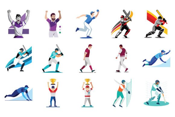 Cricket Player Flat Isolated Vector: A Versatile Asset for Modern Designers