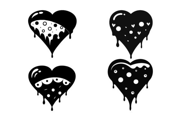 Heart-Shaped Slice Silhouette Bundle