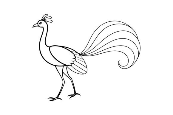 Lyrebird Line Art Silhouette Vector Icon: A Versatile Design for Modern Creatives