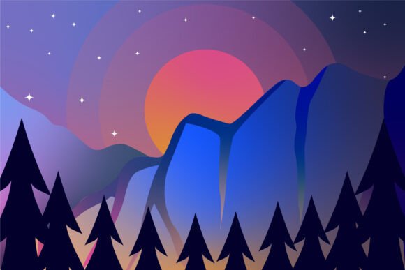 Mountain Landscaped Vector Illustration: A Versatile Tool for Adventure and Wanderlust Businesses