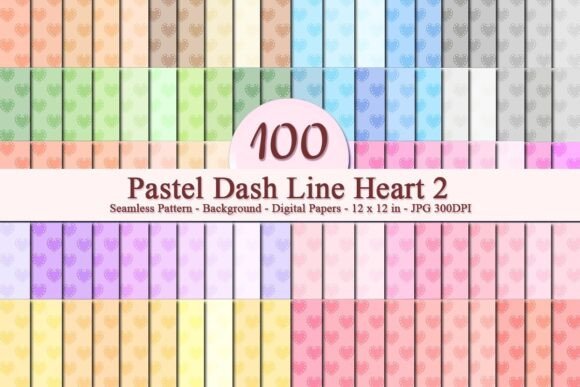 Pastel Dash Line Heart 2 Pattern for Creative and Business Use