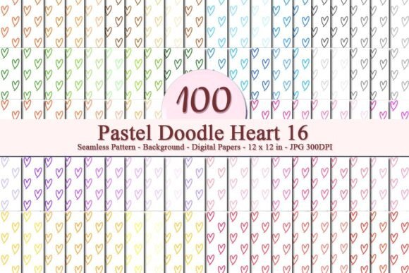 Pastel Doodle Heart 16 Seamless Pattern: A Versatile Design for Creative Projects