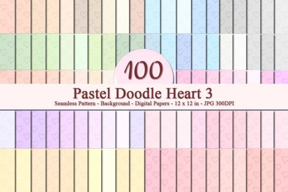 Pastel Doodle Heart 3 Seamless Pattern