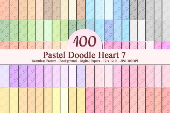 Pastel Doodle Heart 7 Seamless Pattern