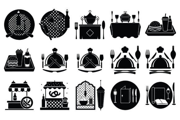 Restaurant Icon Silhouette Vector -Vol 1