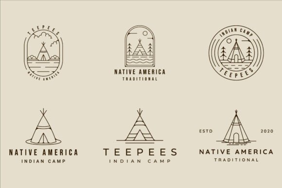 Set of Teepees Indian Line Art Logo: A Versatile Design for Modern Creativity