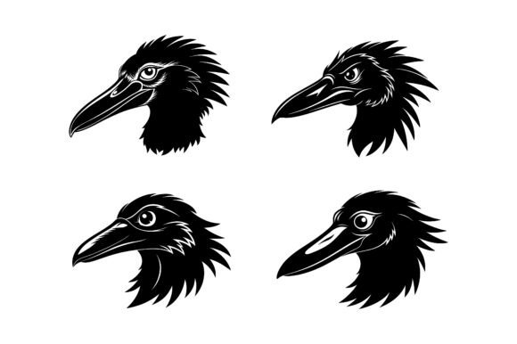 Shoebill Head Silhouette Icon Bundle