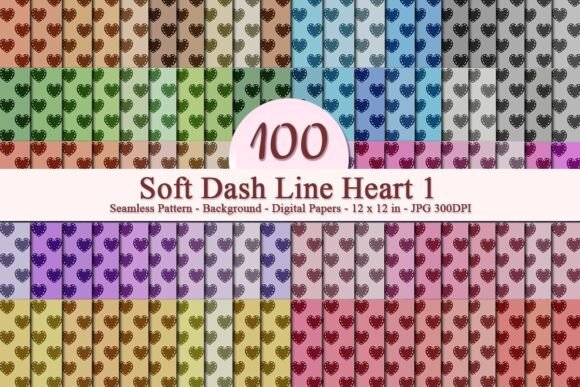 Soft Dash Line Heart 1 Seamless Pattern