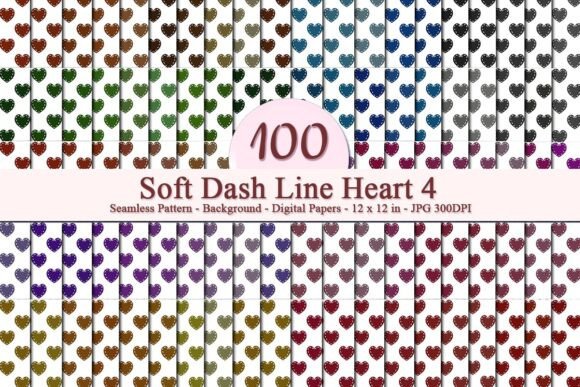 Soft Dash Line Heart 4 Seamless Pattern