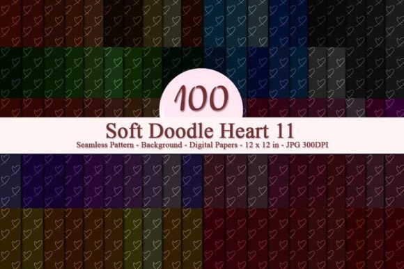 Soft Doodle Heart 11 Seamless Pattern