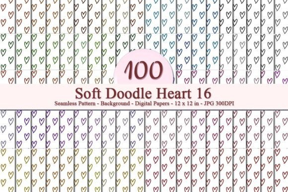 Soft Doodle Heart 16 Seamless Pattern: A Versatile Digital Design for Creative and Commercial Use