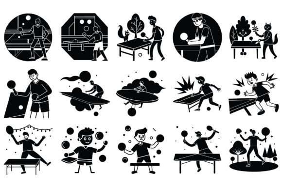 Table Tennis Player Silhouette -Vol 2: A Versatile Resource for Designers and Creators